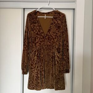 Free People Brown Velvet Tunic Dress Sz M